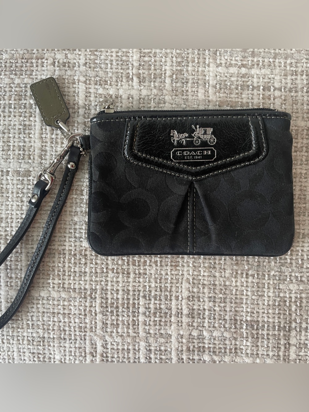 Y2K Coach Black Signature C Wristlet with Detachable Strap